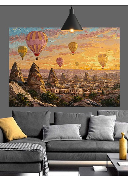 Sıcak Hava Balonları Uçuyor Kapadokya Dekoratif Kanvas - Mdf Ahşap Tablo fiyatları