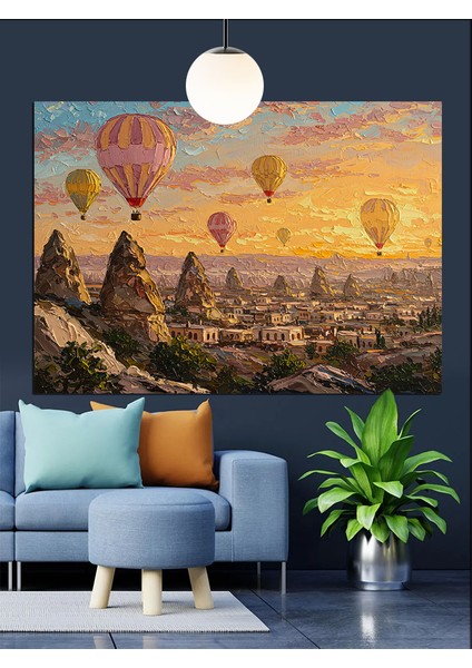 Sıcak Hava Balonları Uçuyor Kapadokya Dekoratif Kanvas - Mdf Ahşap Tablo indirimleri