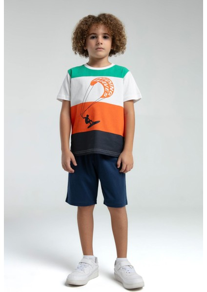 Roly Poly Renkli Erkek Çocuk Kısa Kol Bermuda Şortlu Pijama Takım