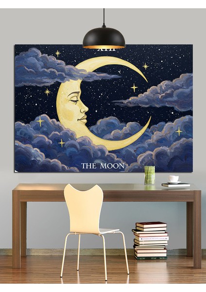 Hilal Ay Gökyüzü Yıldızlar Dekoratif Kanvas - Mdf Ahşap Tablo modelleri