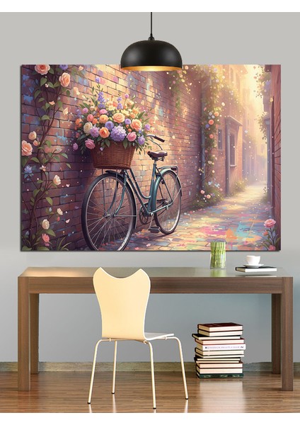Bisiklet Ağaç Işık Sanat Dekoratif Kanvas - Mdf Ahşap Tablo fırsatları