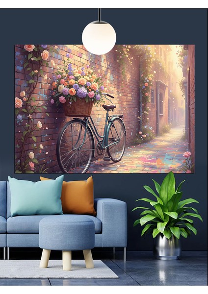 Bisiklet Ağaç Işık Sanat Dekoratif Kanvas - Mdf Ahşap Tablo indirimleri