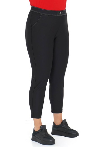 Büyük Beden Dar Paça Toparlayıcı Yüksek Belli Paçası Fermuarlı Beli Lastikli Kadın Pantolon modelleri