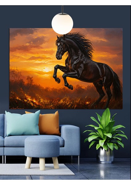 Koşan Vahşi At Figürü Dekoratif Kanvas - Mdf Ahşap Tablo fiyatları