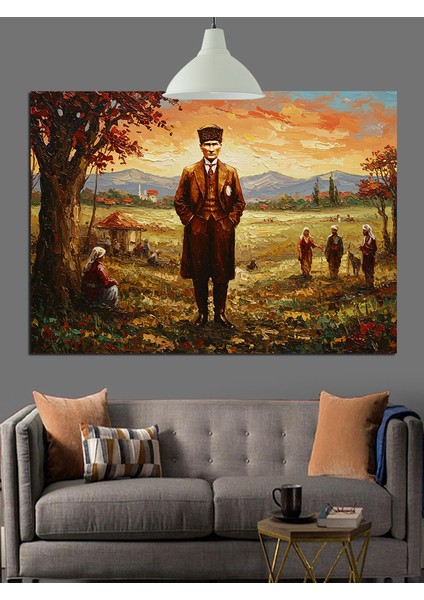 Atatürl Yolculuk Sonbahar Dekoratif Kanvas - Mdf Ahşap Tablo
