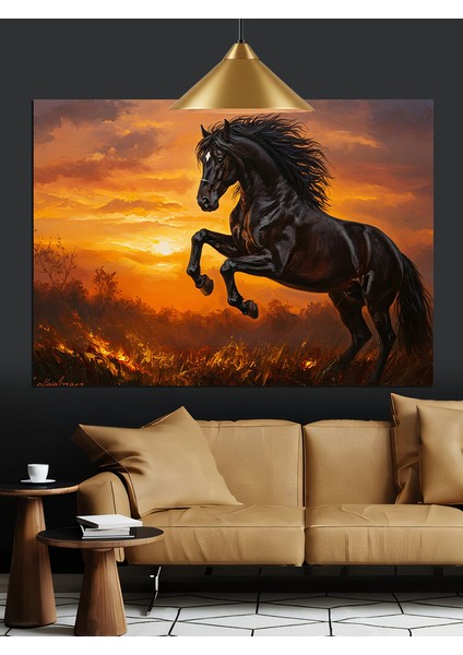 Koşan Vahşi At Figürü Dekoratif Kanvas - Mdf Ahşap Tablo modelleri