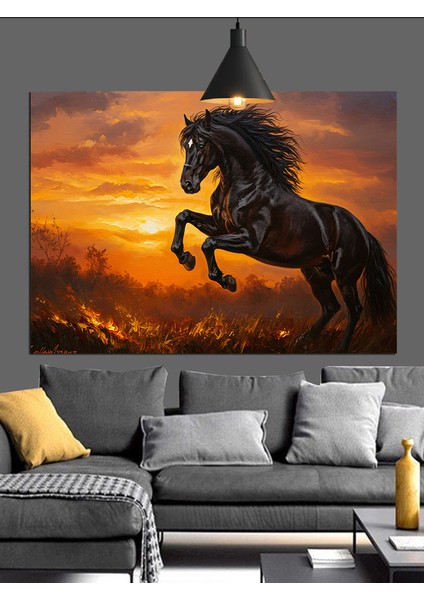 Koşan Vahşi At Figürü Dekoratif Kanvas - Mdf Ahşap Tablo fırsatları