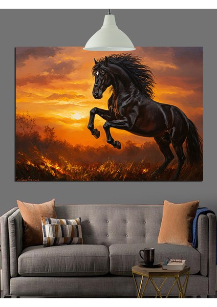 Koşan Vahşi At Figürü Dekoratif Kanvas - Mdf Ahşap Tablo indirimleri