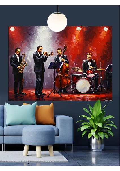 Caz Grubu Canlı Müzik Çalıyor Dekoratif Kanvas - Mdf Ahşap Tablo fırsatları