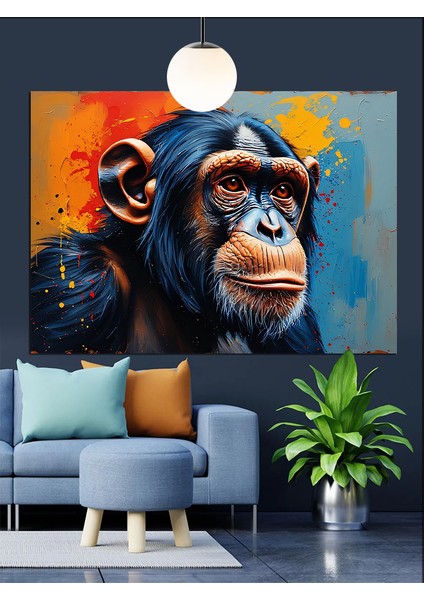 Yüksek Detaylı Maymun Portresi Dekoratif Kanvas - Mdf Ahşap Tablo fiyatları