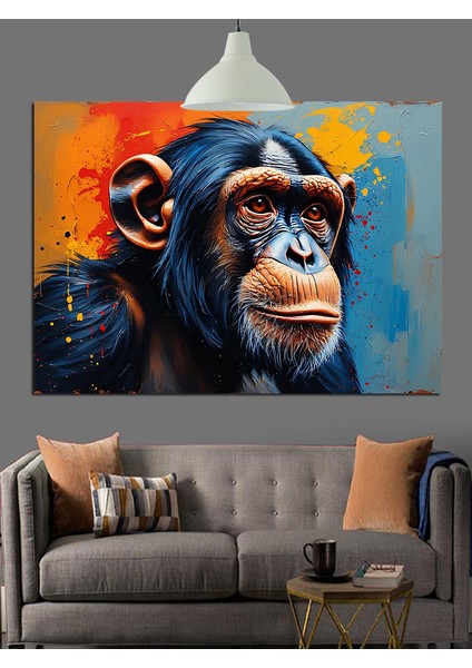 Yüksek Detaylı Maymun Portresi Dekoratif Kanvas - Mdf Ahşap Tablo indirimleri