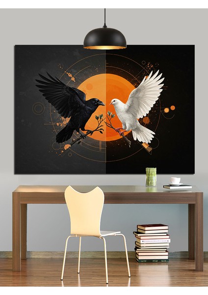 Karga ve Güvercin Dekoratif Kanvas - Mdf Ahşap Tablo fiyatları