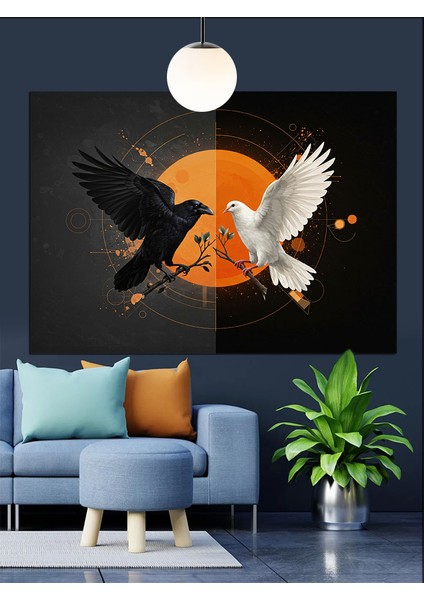 Karga ve Güvercin Dekoratif Kanvas - Mdf Ahşap Tablo modelleri