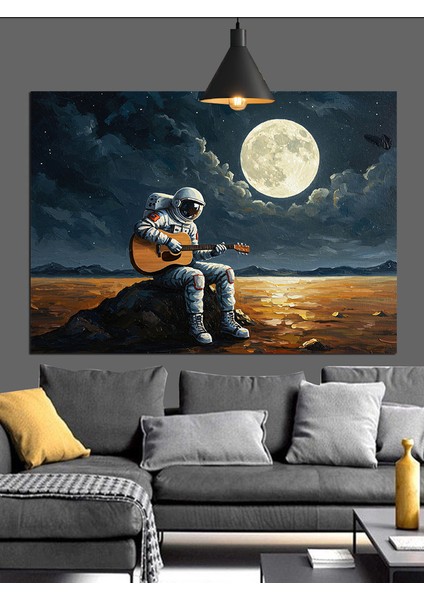 Romantik Astronot Dolunay Dekoratif Kanvas - Mdf Ahşap Tablo fiyatları