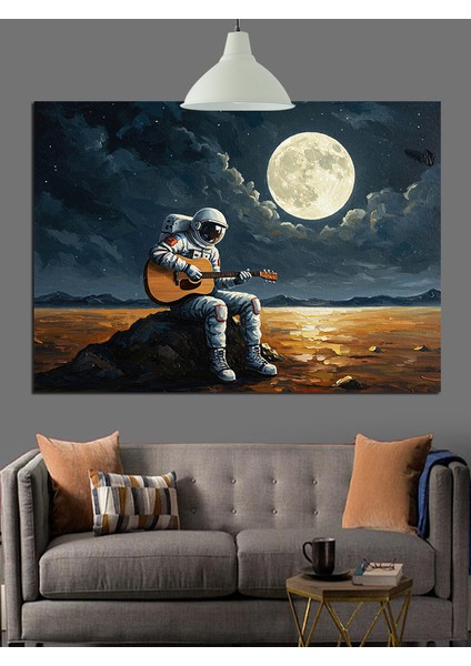 Romantik Astronot Dolunay Dekoratif Kanvas - Mdf Ahşap Tablo modelleri