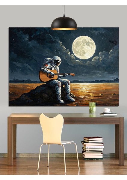 Romantik Astronot Dolunay Dekoratif Kanvas - Mdf Ahşap Tablo fırsatları