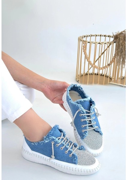 Enber Mavi Kot Bağcıklı Spor Ayakkabı