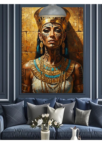Altın Takılarla Süslenmiş Antik Kraliçe Dekoratif Kanvas - Mdf Ahşap Tablo fırsatları