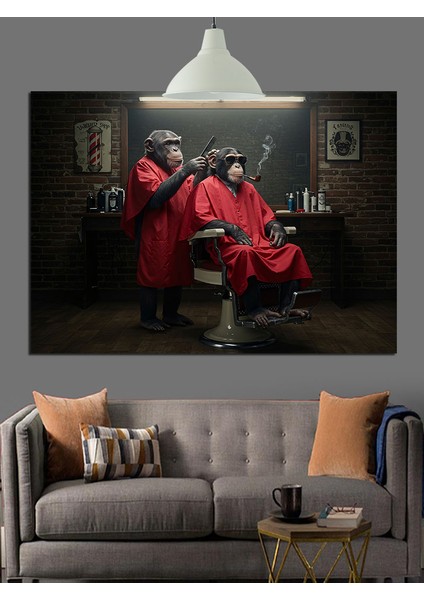 Berber Maymunlar Dekoratif Kanvas - Mdf Ahşap Tablo fiyatları