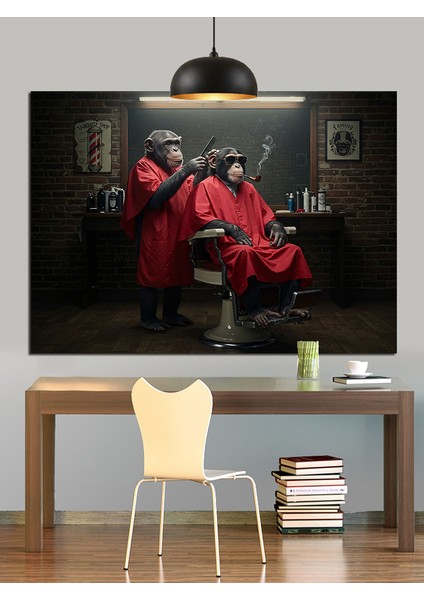 Berber Maymunlar Dekoratif Kanvas - Mdf Ahşap Tablo modelleri