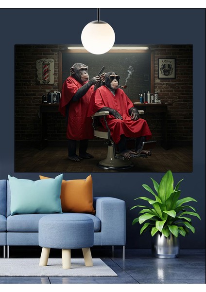 Berber Maymunlar Dekoratif Kanvas - Mdf Ahşap Tablo fırsatları