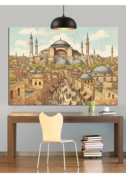 Istanbul Ayasofya Tarihi Şehir Manzarası Dekoratif Kanvas - Mdf Ahşap Tablo fiyatları