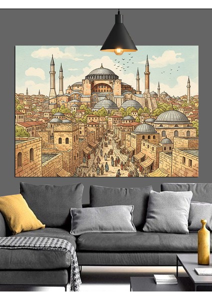 Istanbul Ayasofya Tarihi Şehir Manzarası Dekoratif Kanvas - Mdf Ahşap Tablo indirimleri