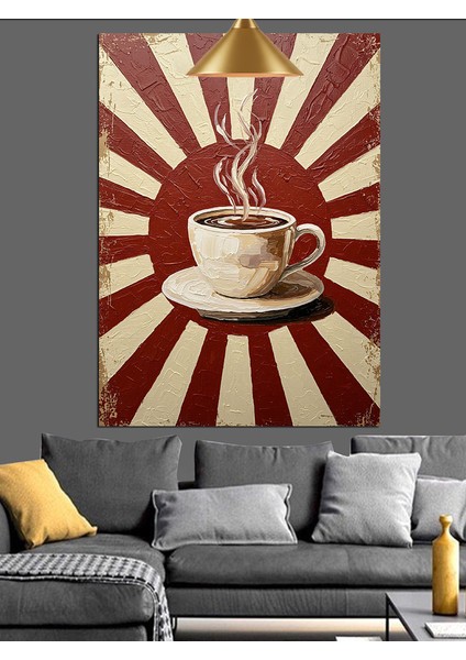 Güneşli Japon Bayrağı ve Kahve Dekoratif Kanvas - Mdf Ahşap Tablo fiyatları