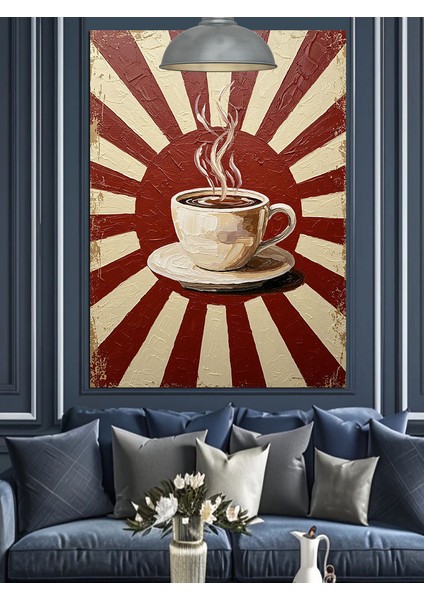 Güneşli Japon Bayrağı ve Kahve Dekoratif Kanvas - Mdf Ahşap Tablo modelleri