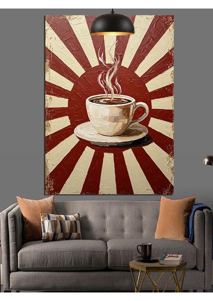 Güneşli Japon Bayrağı ve Kahve Dekoratif Kanvas - Mdf Ahşap Tablo fırsatları
