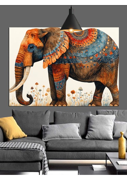 Geleneksel Desenli Büyük Fil Dekoratif Kanvas - Mdf Ahşap Tablo fiyatları
