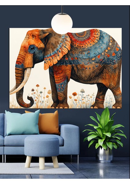Geleneksel Desenli Büyük Fil Dekoratif Kanvas - Mdf Ahşap Tablo indirimleri