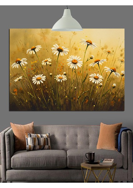 Papatyalar Arasında Minimalist Güneş Işığı Dekoratif Kanvas - Mdf Ahşap Tablo fiyatları
