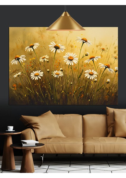 Papatyalar Arasında Minimalist Güneş Işığı Dekoratif Kanvas - Mdf Ahşap Tablo indirimleri