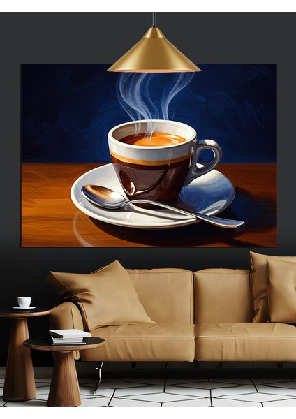 Kahve Fincanı Dumanlı Natürmort Dekoratif Kanvas - Mdf Ahşap Tablo fırsatları