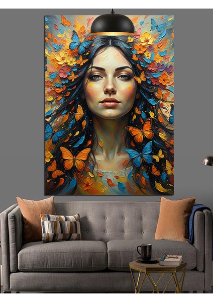 Parlak Taçlı Güzel Bir Kadın Portresi Dekoratif Kanvas - Mdf Ahşap Tablo fırsatları