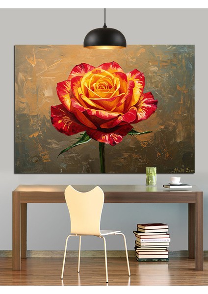 Kırmızı Gül Yakın Çekim Dekoratif Kanvas - Mdf Ahşap Tablo fiyatları