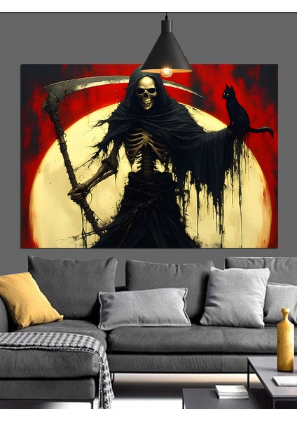 Azrail Ölüm Orak Karanlık Dekoratif Kanvas - Mdf Ahşap Tablo