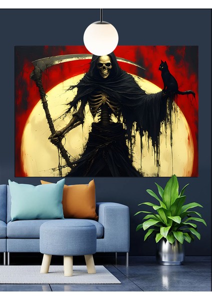 Azrail Ölüm Orak Karanlık Dekoratif Kanvas - Mdf Ahşap Tablo fırsatları