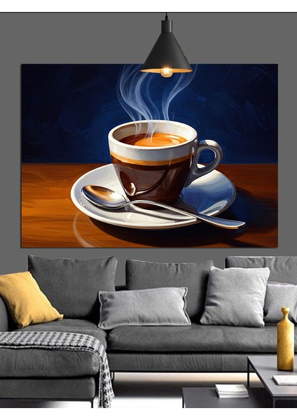 Kahve Fincanı Dumanlı Natürmort Dekoratif Kanvas - Mdf Ahşap Tablo indirimleri