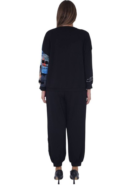 Büyük Beden Payetli Yazılı Bluz Pantalon Alt Üst Ikili Viskon Takım modelleri