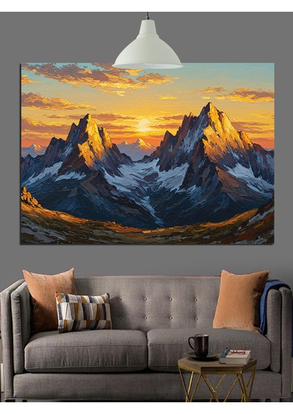 Kış Dağları Kar Soğuk Manzara Dekoratif Kanvas - Mdf Ahşap Tablo
