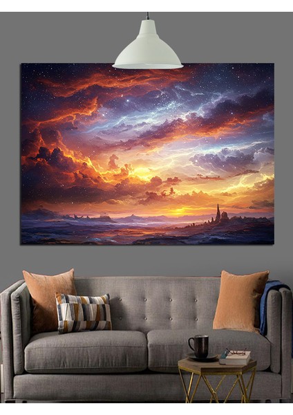 Gün Batımı Dramatik Bulutlar Dekoratif Kanvas - Mdf Ahşap Tablo fırsatları