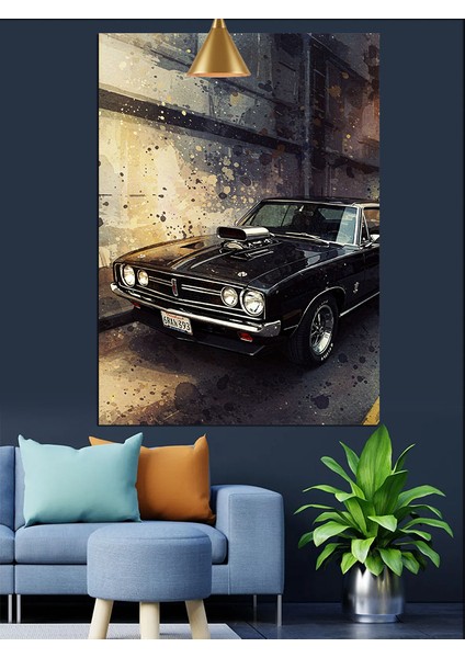 Karanlık Sokakta Park Halindeki Araba Dekoratif Kanvas - Mdf Ahşap Tablo