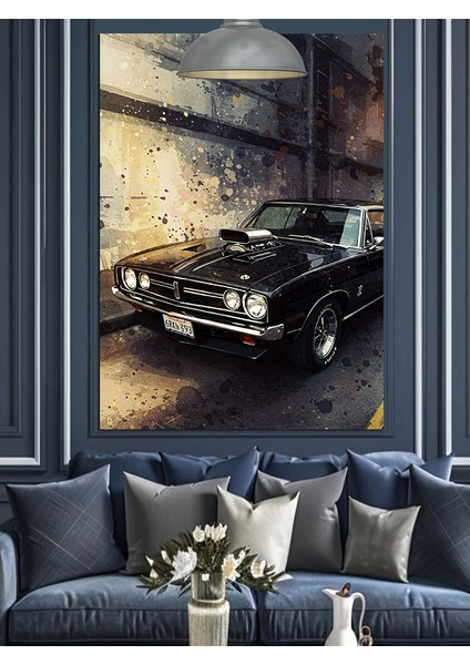 Karanlık Sokakta Park Halindeki Araba Dekoratif Kanvas - Mdf Ahşap Tablo fırsatları