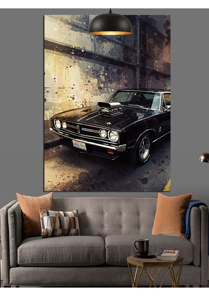 Karanlık Sokakta Park Halindeki Araba Dekoratif Kanvas - Mdf Ahşap Tablo indirimleri