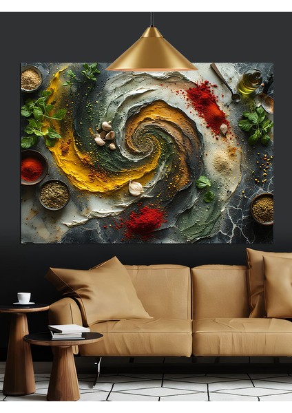 Baharatlar Renkli Girdap Dekoratif Kanvas - Mdf Ahşap Tablo fiyatları