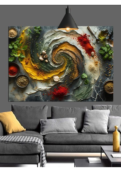 Baharatlar Renkli Girdap Dekoratif Kanvas - Mdf Ahşap Tablo modelleri