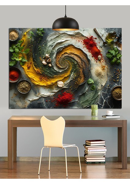 Baharatlar Renkli Girdap Dekoratif Kanvas - Mdf Ahşap Tablo indirimleri