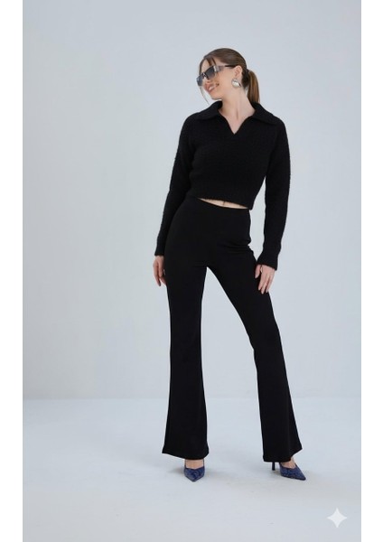 Yandan Fermuarlı Yüksek Bel Esnek Ispanyol Paça Tayt – Kadın Pantolon Modeli- Siyah ve Kahve modelleri